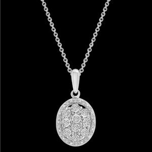 Macy’s 🆕 Diamond Octagon Halo Cluster 18" Pendant Necklace in Sterling Silver 🔥